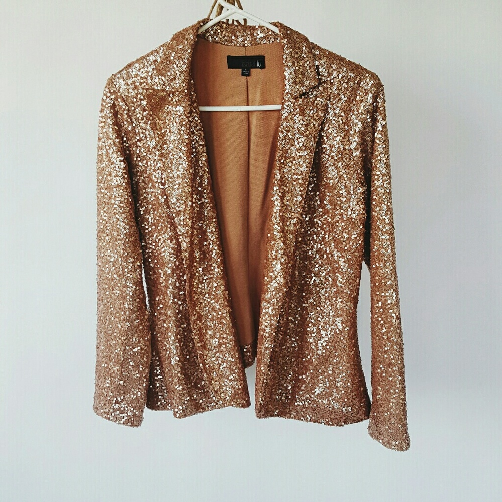 Isabel Lu Rose Gold Sequin Blazer